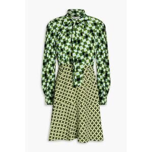 Diane Von Furstenberg Geometric Green and Black Mini Dress